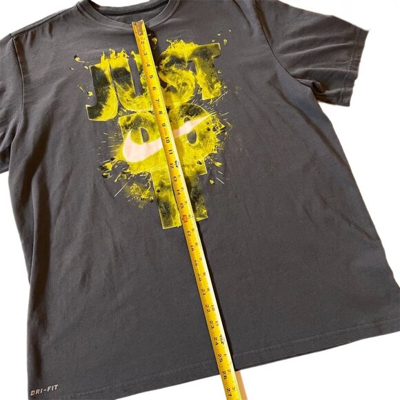 Nike Dri Fit T Shirt Just Do It Gray Green Spell Out Flames Splash Swoosh SZ XL - Picture 11 of 13